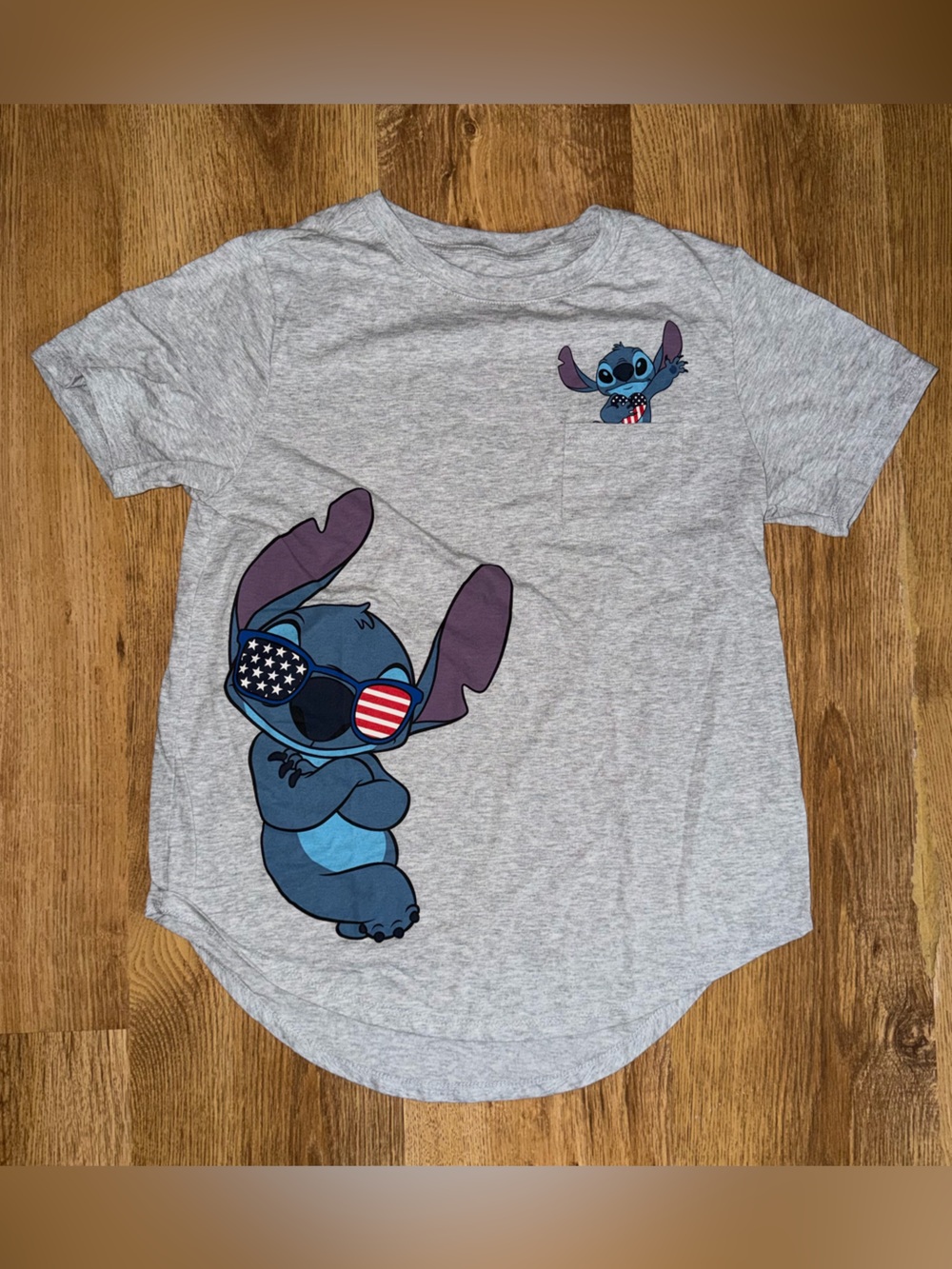 Disney Grey Stitch Tee with Patriotic Sunglasses